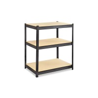3-Tier Shelving Unit, Multi Use Storage Organizer Rack with Metal Frame for Home/ Office/ Garage, 45L x 90W x 90H cm