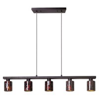 5-Light Kitchen Island Light, Antique Brown, Mosaic Glass 5-Light Kitchen Island Light, Antique Brown, Mosaic Glass