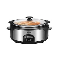 6QT Slow Cooker,  Nonstick Oval Pot with Locking Lid, Delay Timer, 3 Temperature Modes, 8 Pre-Set Functions - YD009