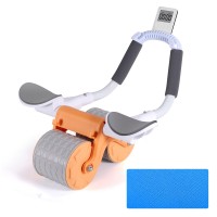 Automatic Rebound Abdominal Wheel, Excercise Ab Roller Wheel with Elbow Support, Phone Holder, Timer, Anti-Slip Pad (Orange)