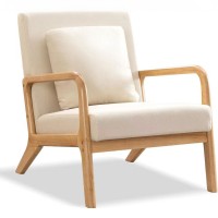 Mid-Century Modern Accent Chair with Solid Wood Frame | Wide Cushioned Seat & Removable Cover | Upholstered Armchair for Living Room, Bedroom, Reading Nook Mid-Century Modern Accent Chair with Solid Wood Frame | Wide Cushioned Seat & Removable Cover | Upholstered Armchair for Living Room, Bedroom, Reading Nook