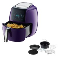 5.8 Qt Air Fryer, 1400W Electric Fryer with 6PC Accessory Set, Touch Screen Display, 8 Preset Cooking Modes, Recipe Book (Plum) - GWAC22006 5.8 Qt Air Fryer, 1400W Electric Fryer with 6PC Accessory Set, Touch Screen Display, 8 Preset Cooking Modes, Recipe Book (Plum) - GWAC22006