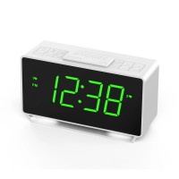 Digital Alarm Clock with Dual Alarms, 7-5-2 Mode, LED Display, USB & Battery Powered, Temperature Display (°C/°F), 4-Level Brightness & 2-Level Night Light  Model 3301– White  Digital Alarm Clock with Dual Alarms, 7-5-2 Mode, LED Display, USB & Battery Powered, Temperature Display (°C/°F), 4-Level Brightness & 2-Level Night Light  Model 3301– White