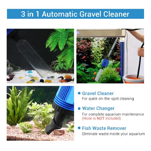 Power VAC Plus Electric Gravel Cleaner Automatic Aquarium Cleaner with  Sponge