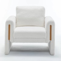 Modern Bouclé Accent Armchair 35.5" Wide Upholstered Lounge Chair with Track Arms, Enclosed Base, Foam Cushion, Wood Frame for Living Room, Bedroom, Office Modern Bouclé Accent Armchair 35.5" Wide Upholstered Lounge Chair with Track Arms, Enclosed Base, Foam Cushion, Wood Frame for Living Room, Bedroom, Office