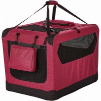 Soft Dog Crate 91 cm Foldable Portable Pet Carrier with Mesh Windows, Top & Front Openings, Carry Handles, Shoulder Strap & Washable Fleece Pad Red Indoor Travel Crate Soft Dog Crate 91 cm Foldable Portable Pet Carrier with Mesh Windows, Top & Front Openings, Carry Handles, Shoulder Strap & Washable Fleece Pad Red Indoor Travel Crate