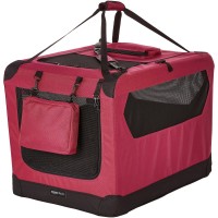 Soft Dog Crate 91 cm Foldable Portable Pet Carrier with Mesh Windows, Top & Front Openings, Carry Handles, Shoulder Strap & Washable Fleece Pad Red Indoor Travel Crate Soft Dog Crate 91 cm Foldable Portable Pet Carrier with Mesh Windows, Top & Front Openings, Carry Handles, Shoulder Strap & Washable Fleece Pad Red Indoor Travel Crate