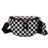 Checkered Crossbody Bag for Women, Black White Crescent Shoulder Purse with Wide Adjustable Strap, Zipper Closure, Mini Pouch, Daily Travel Fashion Bag Model 296-1 Checkered Crossbody Bag for Women, Black White Crescent Shoulder Purse with Wide Adjustable Strap, Zipper Closure, Mini Pouch, Daily Travel Fashion Bag Model 296-1