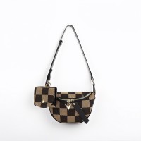 Checkered Shoulder Bag for Women, Small Crossbody Purse with Adjustable Strap, Mini Plaid Handbag with Zipper, Coin Pouch, Black Brown Fashion Bag for Daily Use, Travel, Shopping Model 248-P Checkered Shoulder Bag for Women, Small Crossbody Purse with Adjustable Strap, Mini Plaid Handbag with Zipper, Coin Pouch, Black Brown Fashion Bag for Daily Use, Travel, Shopping Model 248-P