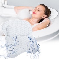 SAWAKE Bathtub Pillow, Erogniomic Bath Pillow with 3D Air Mesh, 7 Suction Cups for Neck Back Support - SBP-501