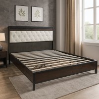 King Size Bed Frame with Upholstered Headboard – Sturdy Platform Bed, Noise-Free, No Box Spring Needed Model KLV-UP-132 King Size Bed Frame with Upholstered Headboard – Sturdy Platform Bed, Noise-Free, No Box Spring Needed Model KLV-UP-132