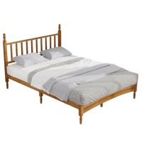 Queen Size Solid Wood Bed Frame with Headboard, Rubber Wood Central Supports, 1000 LB Capacity, Easy Assembly, No Box Spring Needed (Rustic Oak) - LION-V-BF001-QB-OAK Queen Size Solid Wood Bed Frame with Headboard, Rubber Wood Central Supports, 1000 LB Capacity, Easy Assembly, No Box Spring Needed (Rustic Oak) - LION-V-BF001-QB-OAK