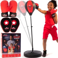 Children Boxing Set, Indoor Outdoor Punching Ball Bag with Adjustable Stand, Gloves, Training Pads for Kids 3-10 Years Old - PB001