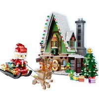 1452 Building Blocks, Christmas House Set Building Blocks Set with Santa Claus, Reindeer Sleigh for Kids 6+ - 90012