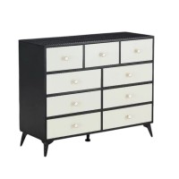 9-Drawer Storage Cabinet, Dresser Organizer with Wood Desktop, White Drawer Panels (Black) - BC-02-BLK 9-Drawer Storage Cabinet, Dresser Organizer with Wood Desktop, White Drawer Panels (Black) - BC-02-BLK