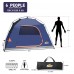 4/6 Person Camping Tent, Waterproof Windproof Tent with Removable Top Rainfly, Large Mesh Windows, Easy Set Up, Carry Bag - BS-0066