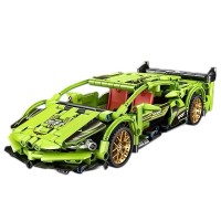 438 PCS Car Building Blocks Set, 1:18 Scale Green Lamborghini Super Car Model with Pull-Back Motor - BLK-080