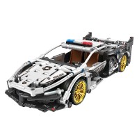 443 PCS Car Building Blocks Set, 1:18 Scale Police Super Car Model with Pull-Back Motor - BLK-082