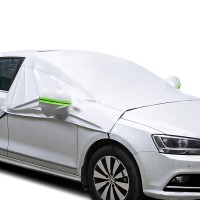 Car Windshield Snow Cover, Waterproof Sun Shade Half Car Cover with Hooks, Straps for Sedans, SUVs, Vans, Trucks 245 x 196 x 166 cm - X0029VX16T