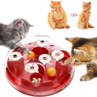 Interactive Cat Treasure Hunt Toy Food Dispenser Puzzle Feeder with Adjustable Difficulty, Non-Slip Design, Brain Stimulation Game for Indoor Cats of All Ages Interactive Cat Treasure Hunt Toy Food Dispenser Puzzle Feeder with Adjustable Difficulty, Non-Slip Design, Brain Stimulation Game for Indoor Cats of All Ages