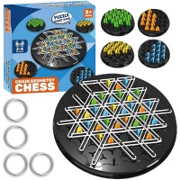 Chain Geometry Chess, Chain Triangle Puzzle Board Game, 2 to 4 Players Strategy Game for Kids, Adults, Family - 3688-Q2