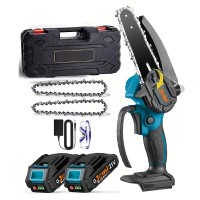 6" inch Mini Chainsaw, Cordless Electric Chainsaw with Brushless Motor, 2 Batteries, Carry Case for Tree Trimming, Woodcutting (Green) - KP-DJ212G 6" inch Mini Chainsaw, Cordless Electric Chainsaw with Brushless Motor, 2 Batteries, Carry Case for Tree Trimming, Woodcutting (Green) - KP-DJ212G
