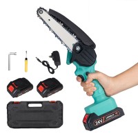 6" inch Mini Chainsaw, Cordless Electric Chainsaw with Brushless Motor, 2 Batteries, Carry Case for Tree Trimming, Woodcutting - MCS-108