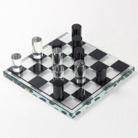 Luxury Glas  Chess Set – Modern Transparent & Black Cylinder Pieces with Glass Chessboard 27 x 27 cm Gift for birthday party, holiday Luxury Glas  Chess Set – Modern Transparent & Black Cylinder Pieces with Glass Chessboard 27 x 27 cm Gift for birthday party, holiday