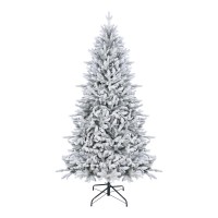 6.5ft Snow Flocked Artificial Christmas Tree Hinged Branches, Easy Assembly PVC & PE Tips, Sturdy Metal Stand Indoor Holiday Home Decoration Model BW065ZT2034 6.5ft Snow Flocked Artificial Christmas Tree Hinged Branches, Easy Assembly PVC & PE Tips, Sturdy Metal Stand Indoor Holiday Home Decoration Model BW065ZT2034