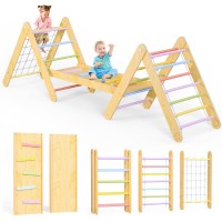 KICKDUCK 7-in-1 Pikler Triangle Set, Foldable Wooden Toddler Climbing Toy Set with Ramp, Climbing Rope, Ladder for Kids, Indoor, Playground - AA0401 KICKDUCK 7-in-1 Pikler Triangle Set, Foldable Wooden Toddler Climbing Toy Set with Ramp, Climbing Rope, Ladder for Kids, Indoor, Playground - AA0401