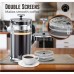 French Coffee Press, 48oz Stainless Steel Coffee Maker, Double Filter, 2 Bonus Screens (12 Cup)