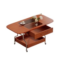Folding Coffee Table, Modern Extended Coffee Table with 1 Drawer and 2-Tier Storage, Wheels, Metal Frame for Home, Living Room - N735P231426N Folding Coffee Table, Modern Extended Coffee Table with 1 Drawer and 2-Tier Storage, Wheels, Metal Frame for Home, Living Room - N735P231426N