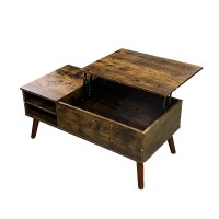 Coffee Table, 100 x 50 cm Lift Top Coffee Table with Adjustable Storage Shelf for Home, Living Room, Office (Rustic Wood) - X20F00K038