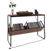 ODIKA Console Table, 109cm Industrial Millwork Wood Entryway Table with Power Outlets and USB Ports for Home, Entryway, Living Room, Office - CST-PS-AL-90523