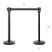 2-Pack Crowd Control Stanchion, 36" Black Stanchion with 6.5 Foot Retractable Belts for High Traffic, Events - RS-36BK/N