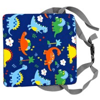 Kids Dining Booster Cushion, Dinosaur Blue, Straps, 32x32x8 cm Kids Dining Booster Cushion, Dinosaur Blue, Straps, 32x32x8 cm