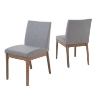 2-Set Upholstered Dining Chair Set, Armless Modern Minimalist Chairs with Rubberwood Legs for Home, Kitchen, Dining Room (Grey) - 00DGY 2-Set Upholstered Dining Chair Set, Armless Modern Minimalist Chairs with Rubberwood Legs for Home, Kitchen, Dining Room (Grey) - 00DGY