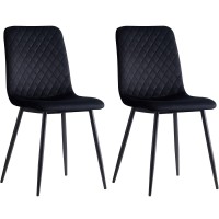 2 Set Velvet Dining Chairs Set, Armless Side Chairs with Metal Legs for Home, Dining Room, Kitchen (Black) - WC0202BK 2 Set Velvet Dining Chairs Set, Armless Side Chairs with Metal Legs for Home, Dining Room, Kitchen (Black) - WC0202BK