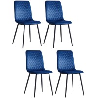 4 Set Velvet Dining Chairs Set, Armless Side Chairs with Metal Legs for Home, Dining Room, Kitchen (Blue) - WC0304BL 4 Set Velvet Dining Chairs Set, Armless Side Chairs with Metal Legs for Home, Dining Room, Kitchen (Blue) - WC0304BL