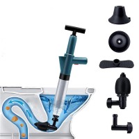 Manual Drain Cleaner, High Pressure Air Drain Blaster with 4 Unclogger Heads for Toilets, Bathroom, Kitchen - HX-028