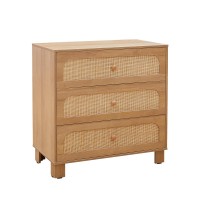 3 Drawer Dresser with Rattan Fronts Wooden Storage Cabinet with Smooth Metal Slides & Stable Base Compact 27.6” Chest Bedroom, Nightstand, Small Spaces 3 Drawer Dresser with Rattan Fronts Wooden Storage Cabinet with Smooth Metal Slides & Stable Base Compact 27.6” Chest Bedroom, Nightstand, Small Spaces