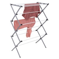 Foldable Drying Rack, Collapsible Steel Laundry Clothes Drying Rack for Air Drying Clothing, 42" x 29" x 14.2" (White/Silver) - DRY-09065