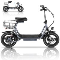 Adult Electric Scooter with Seat, 750W Motor, 14-Inch Pneumatic Tires, Front & Rear Disc Brakes, LCD Display, LED Headlight, Rear Basket, Folding Electric Scooter for Commuting, Gray and white Model HBCP1401 Adult Electric Scooter with Seat, 750W Motor, 14-Inch Pneumatic Tires, Front & Rear Disc Brakes, LCD Display, LED Headlight, Rear Basket, Folding Electric Scooter for Commuting, Gray and white Model HBCP1401