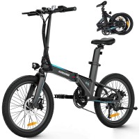 KORNORGE A9 Foldable Electric Bike, 20" E-Bike with 250W Motor, Lightweight Frame, LED Headlight, Shimano 7-Speed, 3 Modes, 15.5 MPH Max Speed