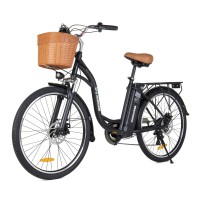 KORNORGE C6 Electric Bike, 26" City Commuter E-Bike with 350W Motor, LED Headlight, Shimano 7-Speed, 3 Modes, 15.5 MPH Max Speed