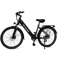 KORNORGE C7 Electric Bike, 26" City Commuter E-Bike with 350W Motor, LED Headlight, Shimano 7-Speed, 3 Modes, 15.5 MPH Max Speed