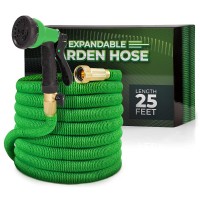 25 FT Expandable Garden Hose, Lightweight Anti Kink Flexible Garden Hose with 8 Function Nozzle, 3/4 inch Diameter, Extra Strength Fabric (Green) - JG25 25 FT Expandable Garden Hose, Lightweight Anti Kink Flexible Garden Hose with 8 Function Nozzle, 3/4 inch Diameter, Extra Strength Fabric (Green) - JG25