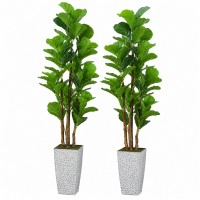 Faux Fiddle Leaf Fig Trees, 2-Pack, 78 in, Planters Included Indoor Décor Faux Fiddle Leaf Fig Trees, 2-Pack, 78 in, Planters Included Indoor Décor