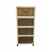 4-Tier Storage Cabinet with Doors & Wheels Folding Stackable Organizer, Space-Saving Vertical Storage Unit Modern Home Storage for Bedroom, Living Room, Office & Kitchen 4-Tier Storage Cabinet with Doors & Wheels Folding Stackable Organizer, Space-Saving Vertical Storage Unit Modern Home Storage for Bedroom, Living Room, Office & Kitchen