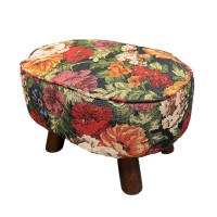 Small Foot Stool Ottoman, Multi-Functional Foot Rest with Anti-Skid for Living Room, Entryway, Hallways, Bedroom, 40 x 30 x 27cm (Flower) - T334